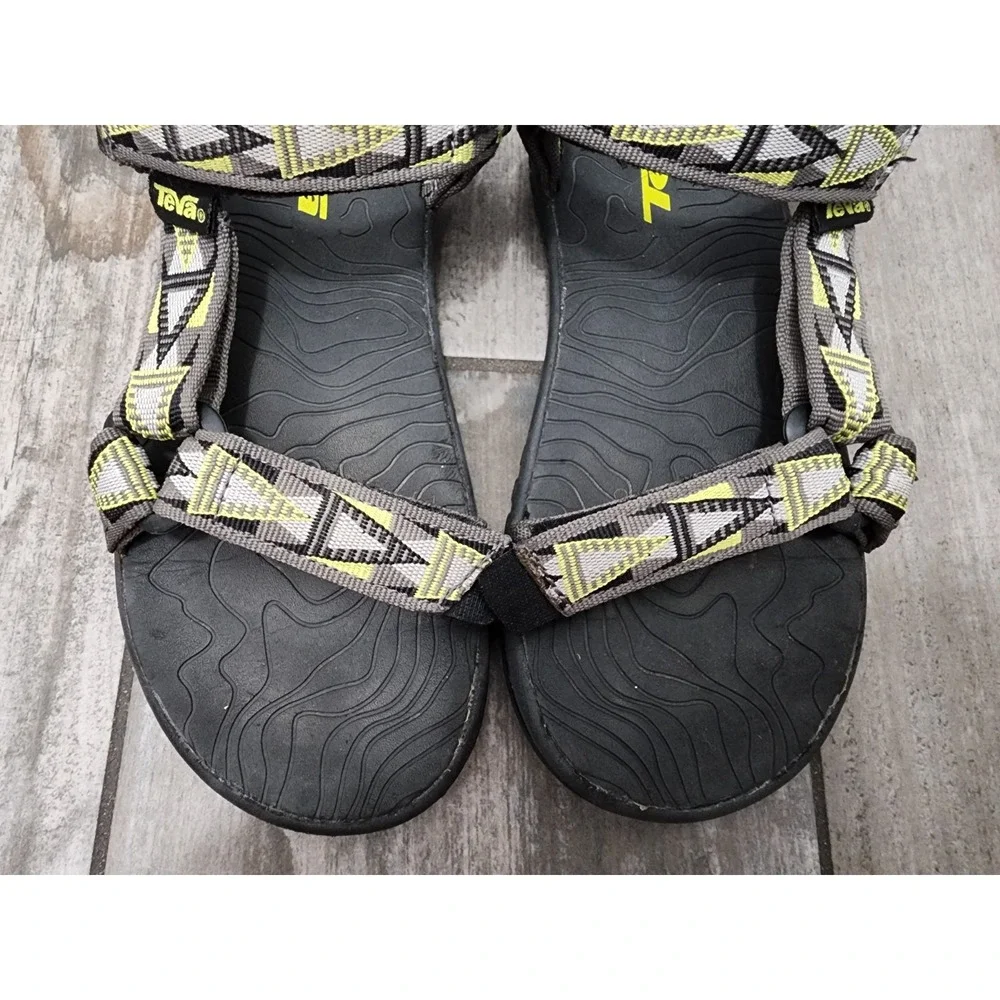 Teva Kids Youth Boys Girls Sz 4 Hurricane Hiking Sport Sandals Green Black Gray